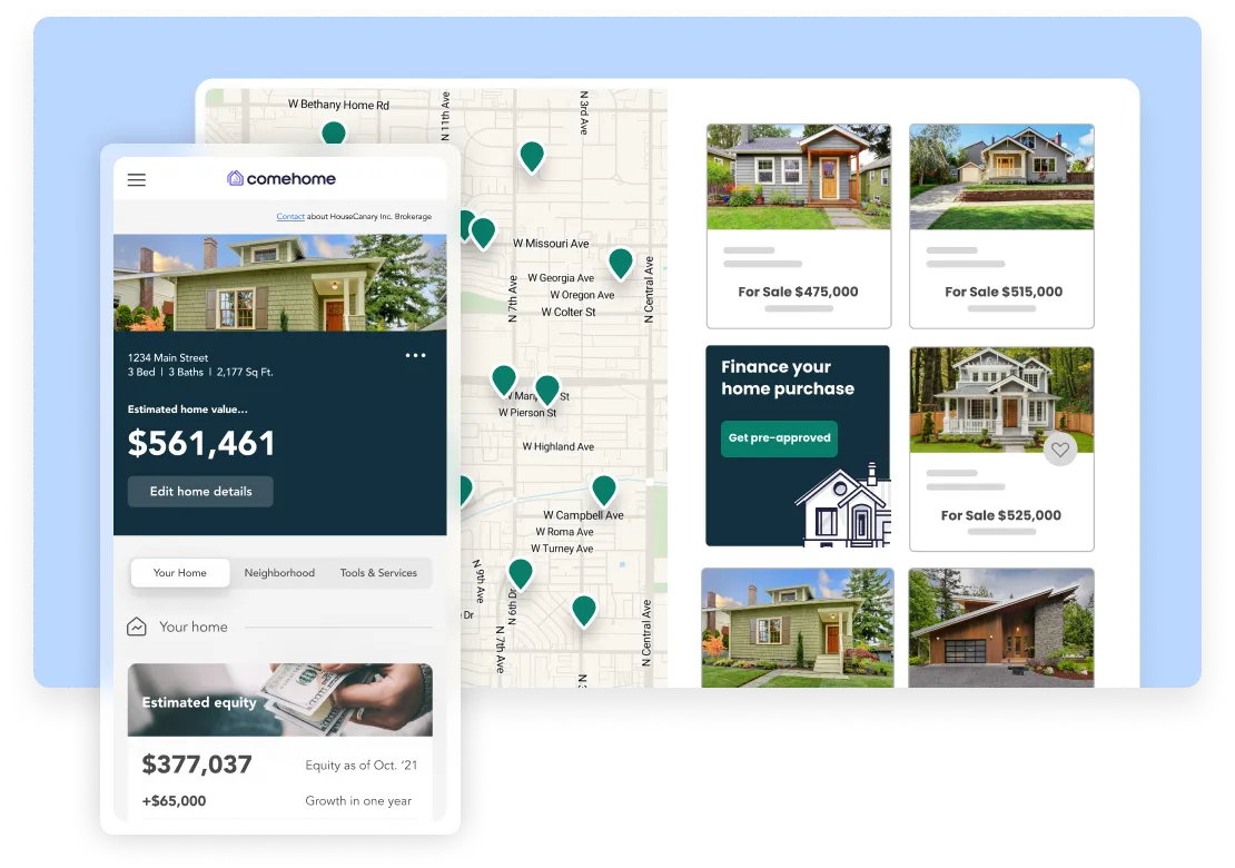 A screenshot of ComeHome platform