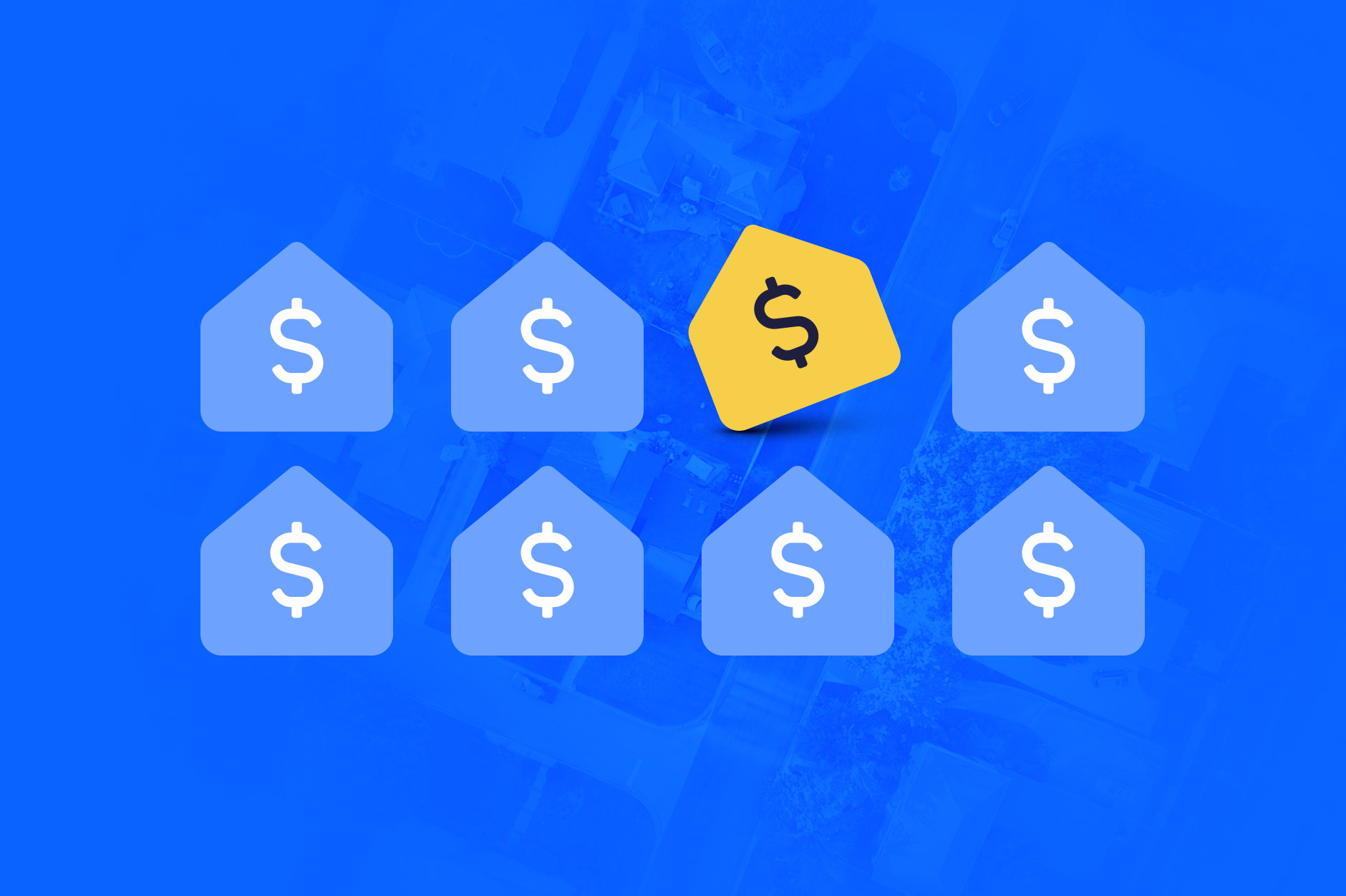 Home icons with price symbol